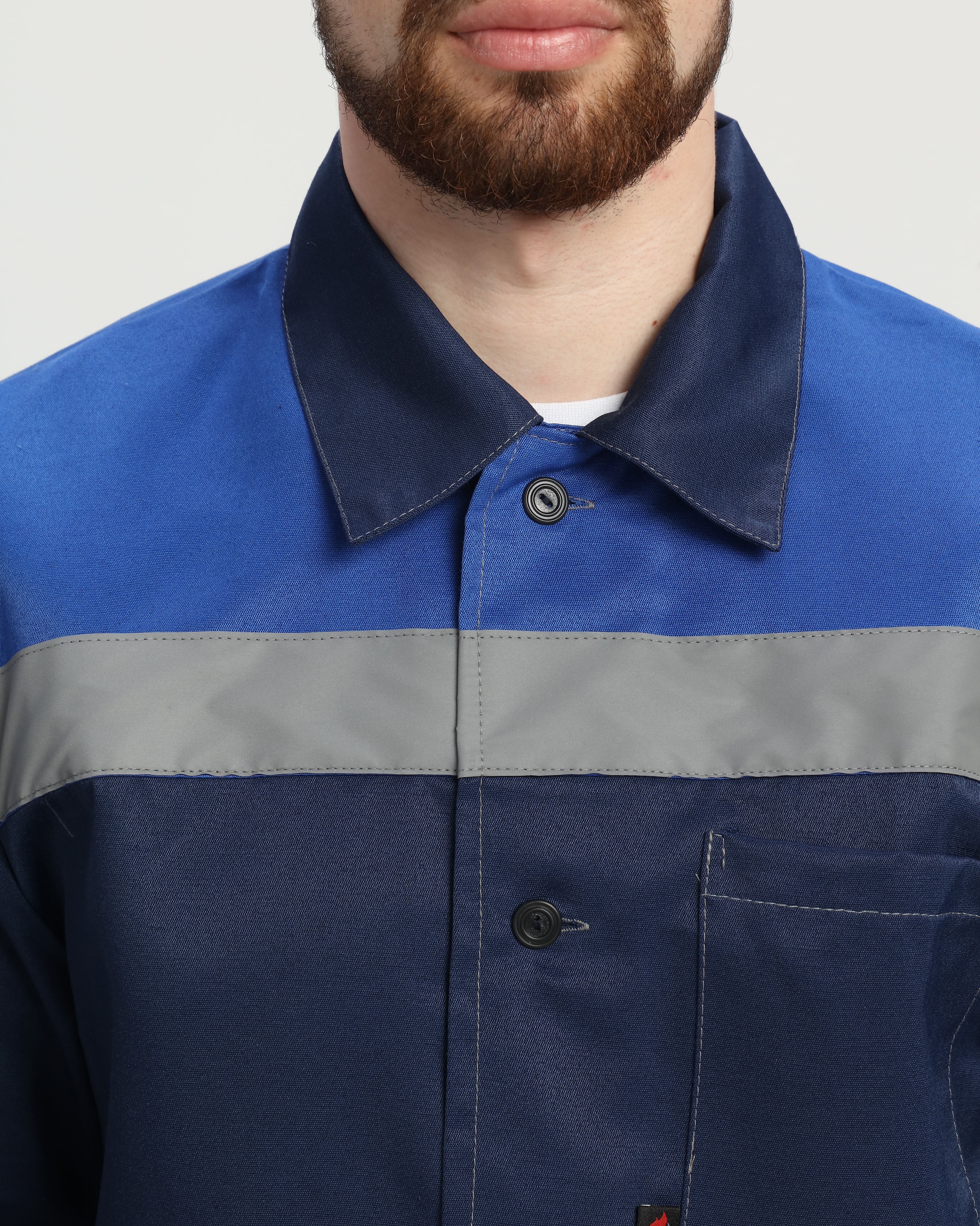 Костюм Стандарт СОП усиленный (тк.Смесовая,210) брюки, т.синий/васильковый