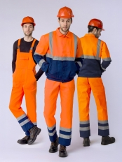 Костюм Дорожник с укороченной курткой (тк.Смесовая,210) п/к, оранжевый/т.синий