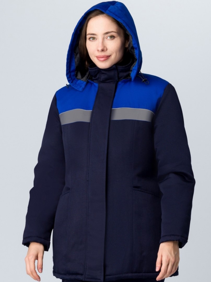 Куртка зимняя женская Вьюга СОП (тк.Смесовая,210), т.синий/васильковый