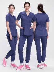 Костюм женский хирургический Модерн-004 (тк.Стрейч,120) MedLine, т.синий