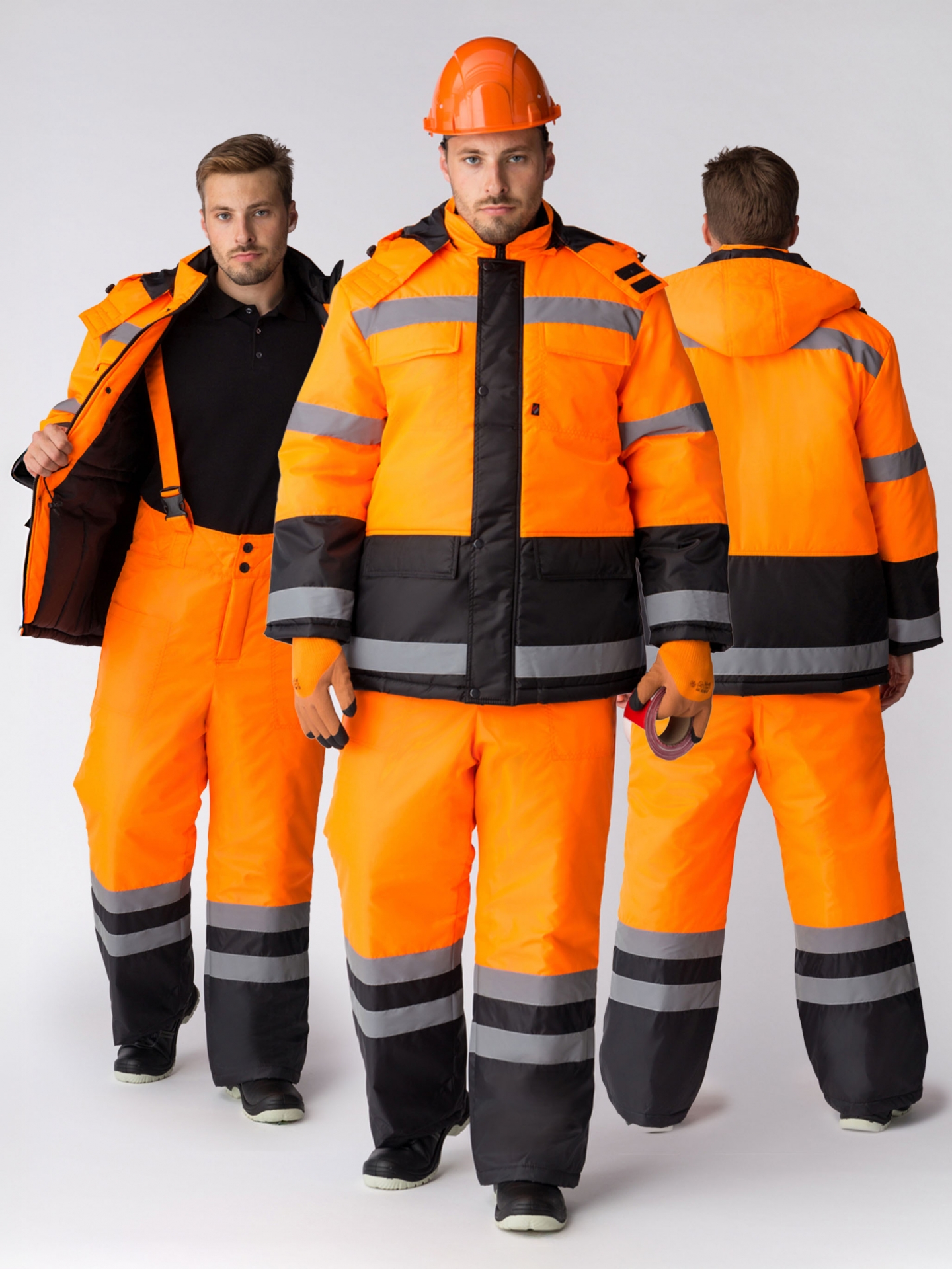 Костюм зимний Дорожник (тк.Оксфорд) брюки, оранжевый/черный