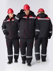 Костюм зимний Титан (тк.Смесовая,210) п/к, черный/красный