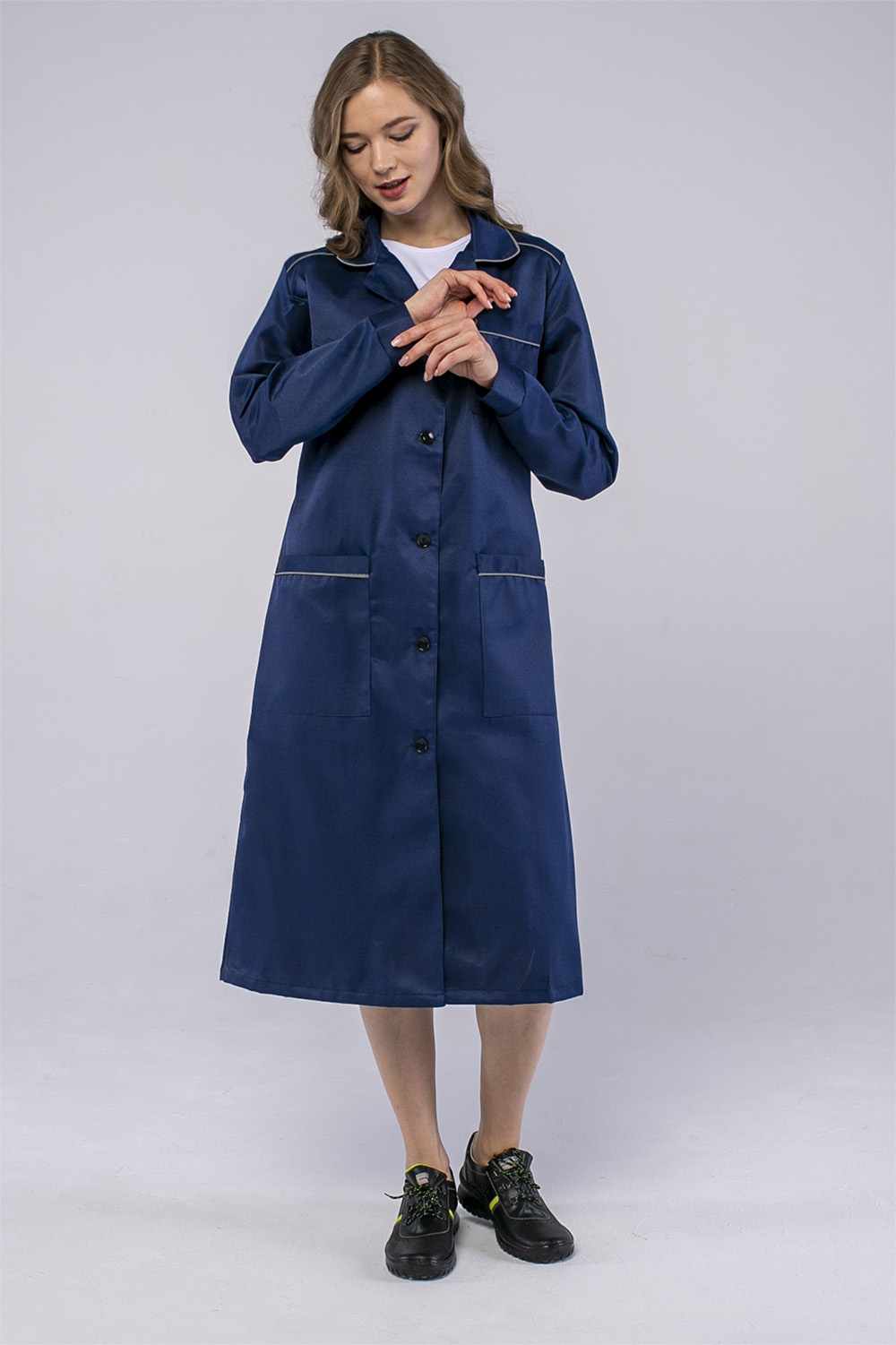 Халат женский ИТР (тк.Смесовая,210), т.синий