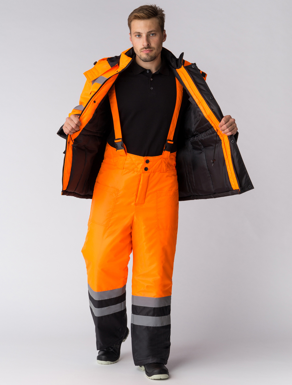Костюм зимний Дорожник (тк.Оксфорд) брюки, оранжевый/черный