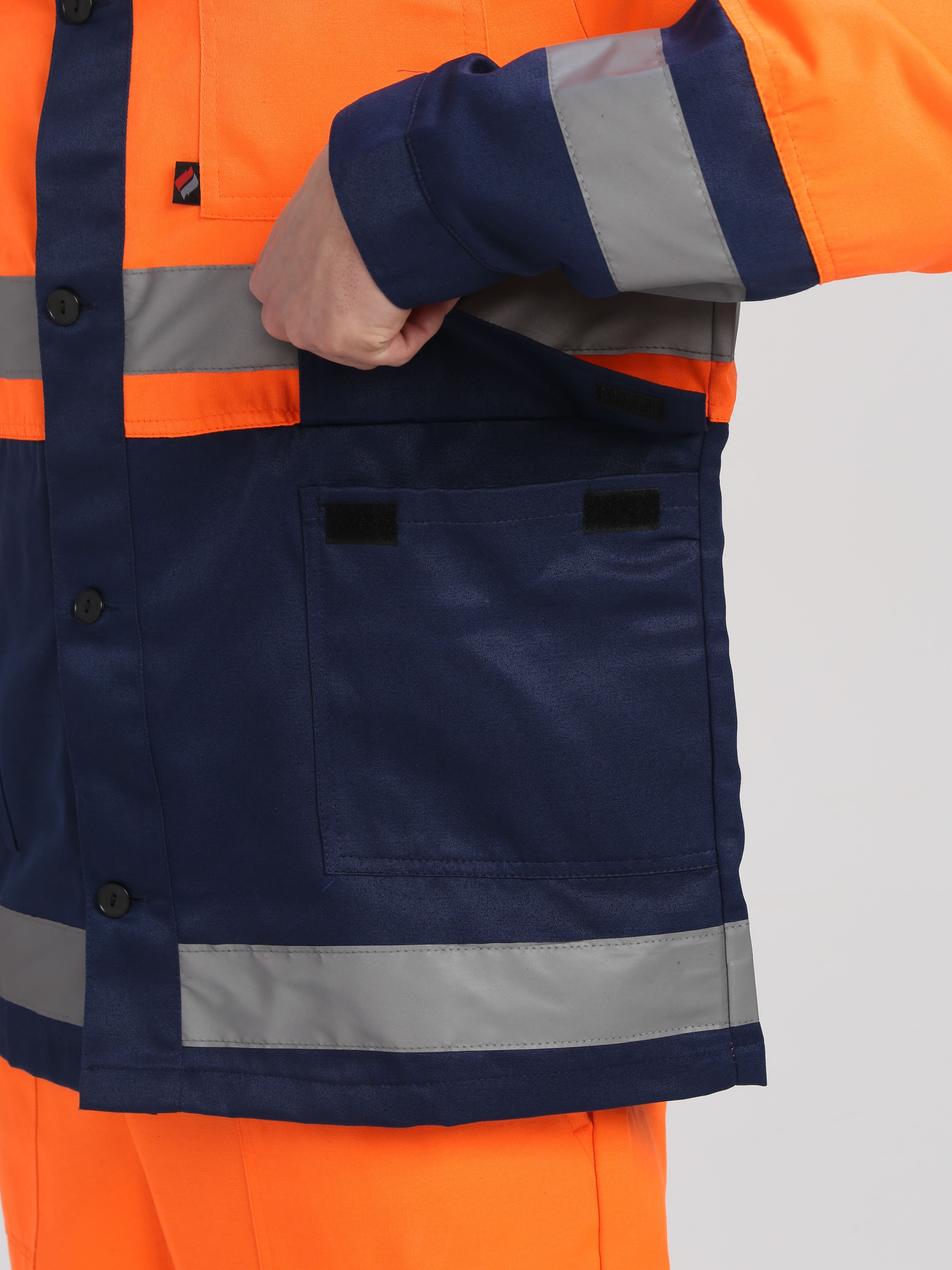 Костюм Дорожник (тк.Смесовая,210) п/к, оранжевый/т.синий