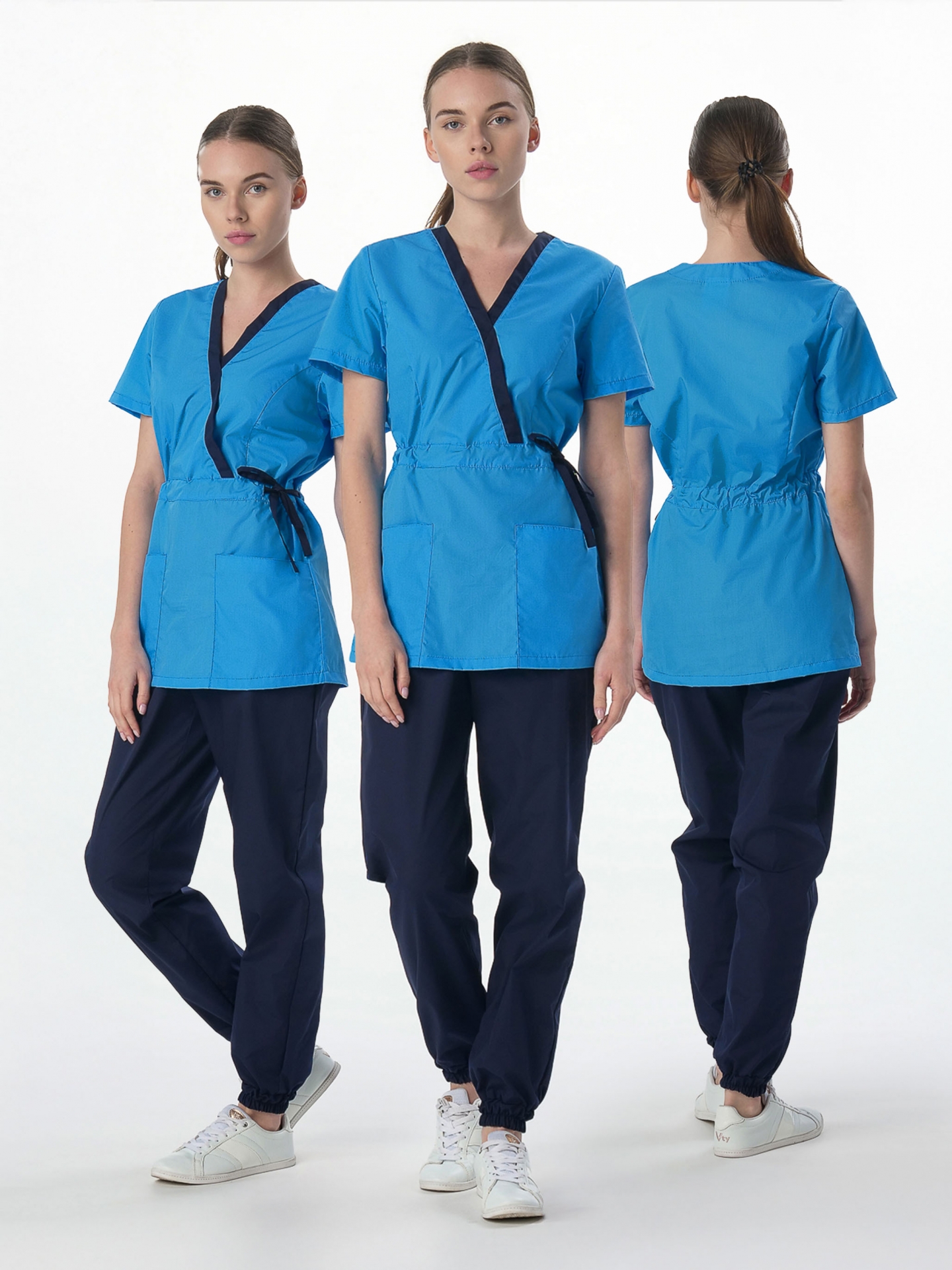 Костюм женский Симпл-001 (тк.Смесовая,120) MedLine, т.синий/голубой