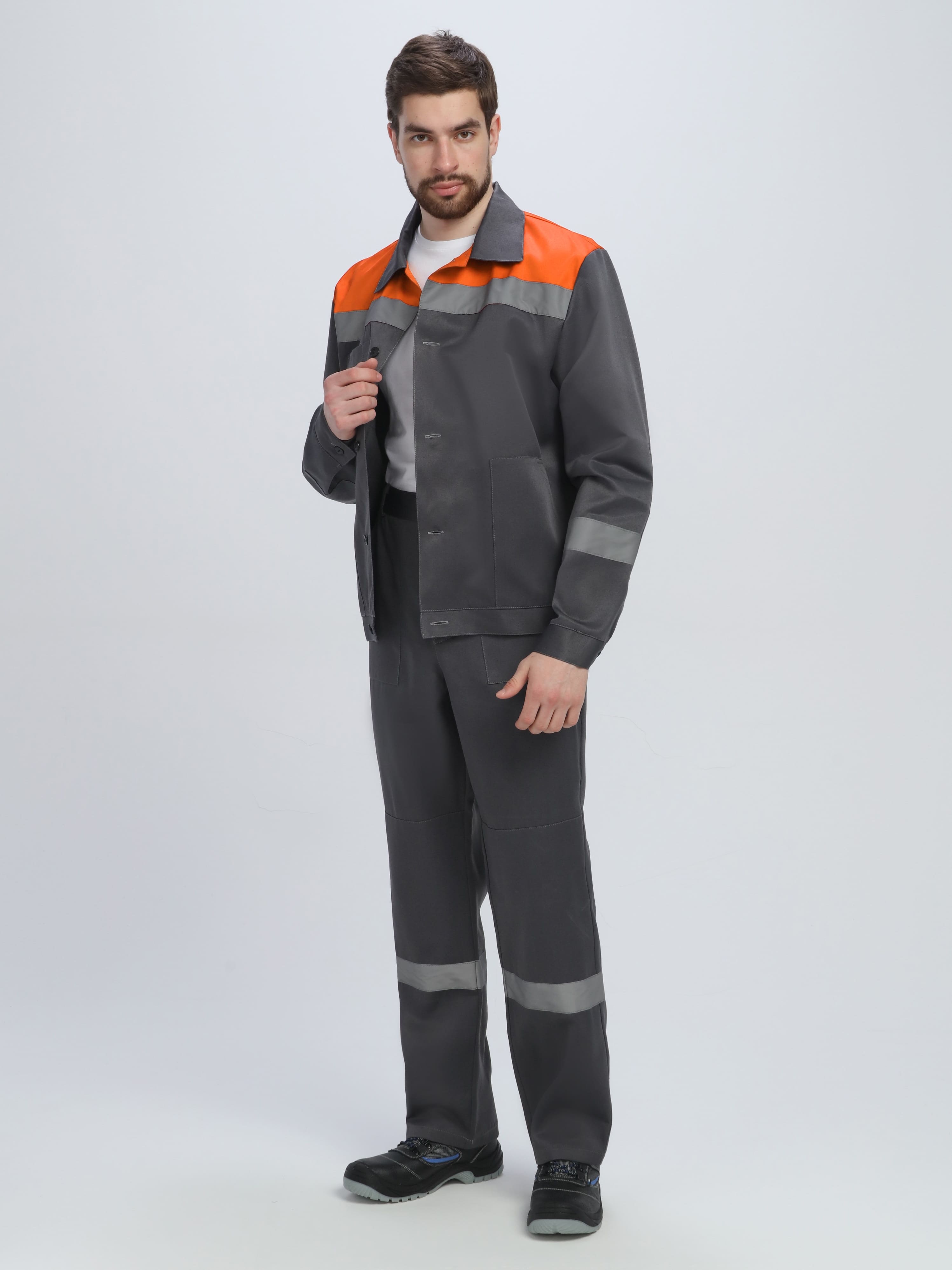 Костюм Легион-1 СОП (тк.Смесовая,210) брюки, т.серый/оранжевый