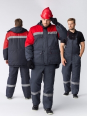 Костюм зимний Сибер СОП (тк.Балтекс,210) п/к, т.серый/красный