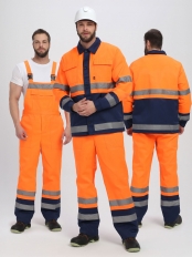 Костюм Дорожник (тк.Смесовая,210) п/к, оранжевый/т.синий