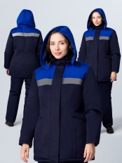 Куртка зимняя женская Вьюга СОП (тк.Смесовая,210), т.синий/васильковый