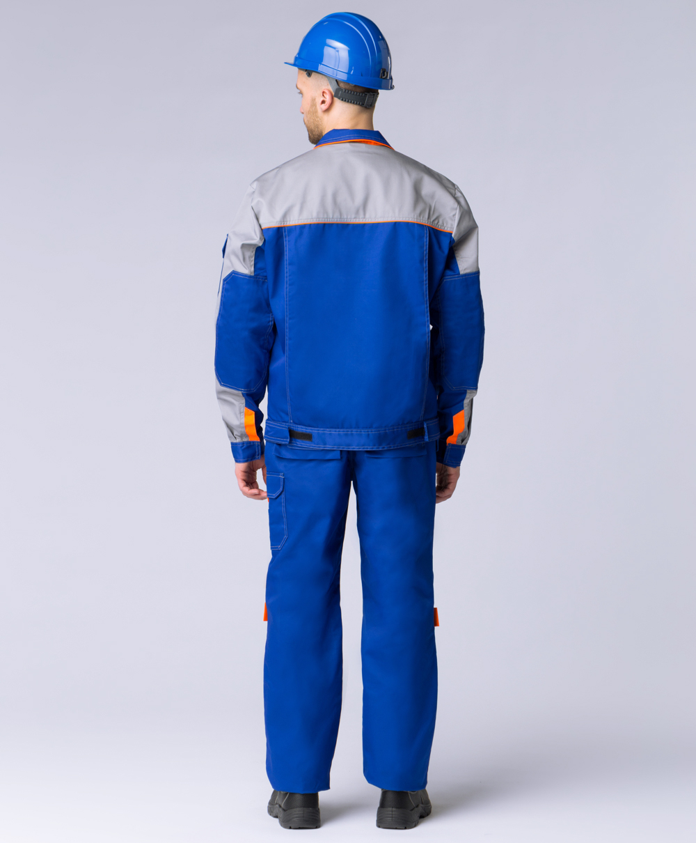 Костюм Союз-Профессионал-1 (тк.Балтекс,240) брюки, васильковый/св.серый/оранжевый