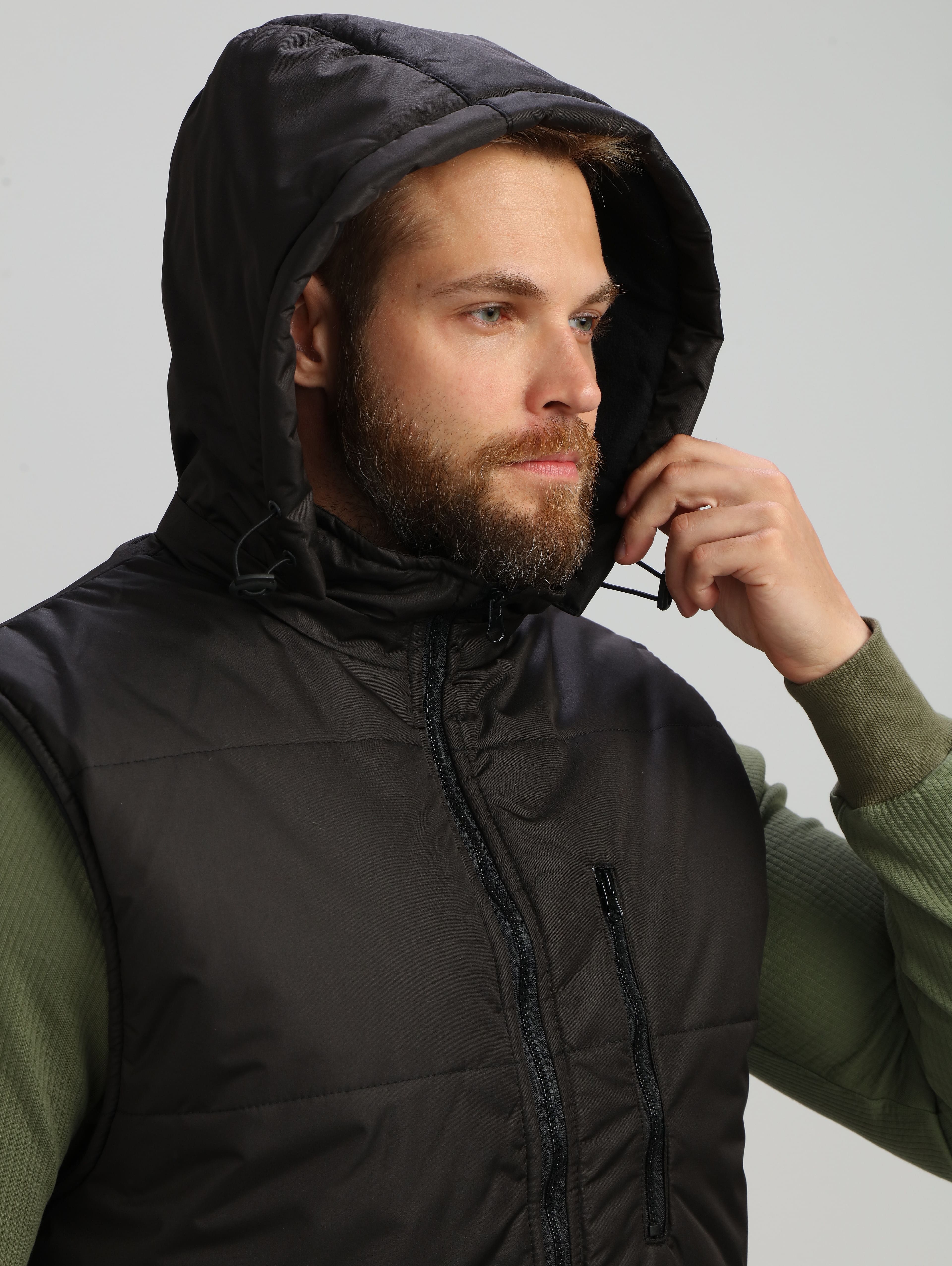 Жилет утепленный с капюшоном Респект (тк.Таслан), черный