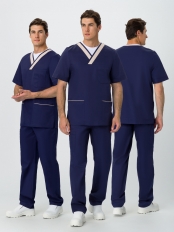 Костюм мужской Симпл-001 (тк.Смесовая,120) MedLine, т.синий/бежевый