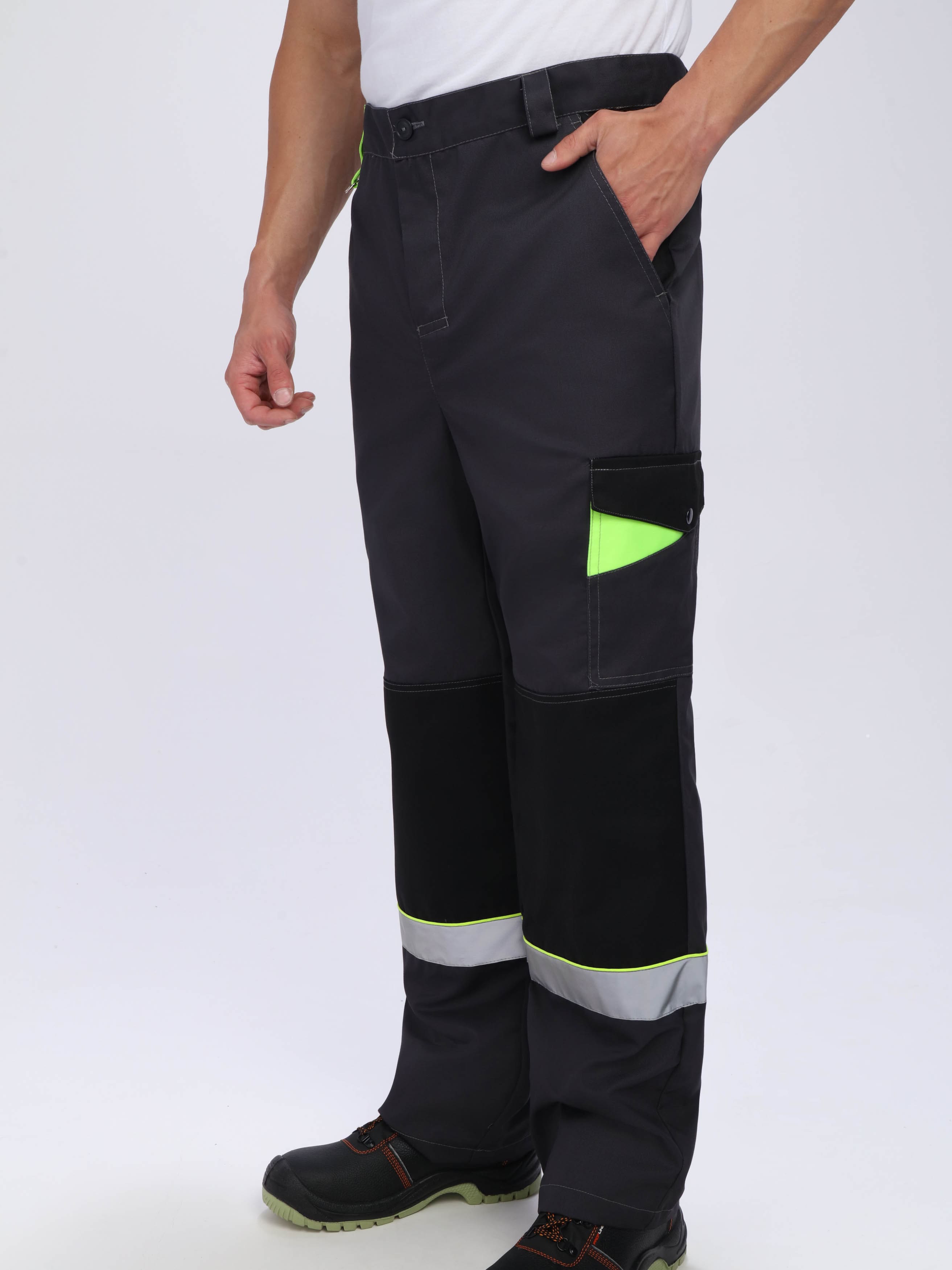 Костюм Ховард-1 (тк.Смесовая,240) брюки, т.серый/черный/лимонный